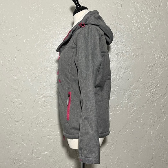 Superdry S Hooded Winter Windtreker Gray Pink Jacket - Picture 2 of 13